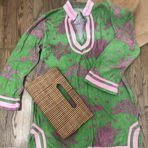 Green terry cloth Beach Coverup